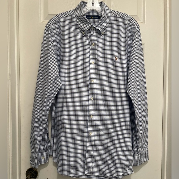 Ralph Lauren Other - RALPH LAUREN Classic Fit Tattersall Button Down Shirt - White Navy Blue - Sz L
